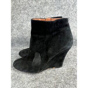 Sam Edelman Wilma Bootie Women's 8.5M Black Suede Leather Wedge Heel Ankle